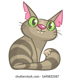 Un gato de caricatura amable y divertido. Ilustración del vector