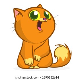 Cute and funny cartoon cat. Vector illustration