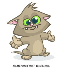 Cute and funny cartoon cat. Vector illustration