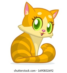 Cute and funny cartoon cat. Vector illustration