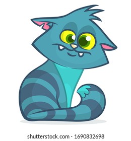Cute and funny cartoon cat. Vector illustration