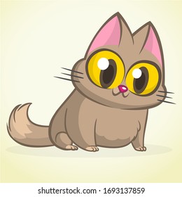 Cute and funny cartoon cat. Vector illustration