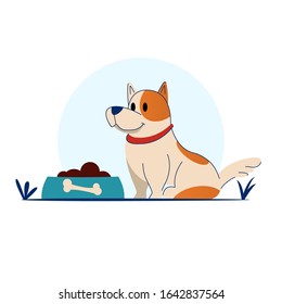 Cute funny cartoon character. Dog portrait. Adorable mammal animal. Puppy dog. Happy pet. Happy small dog. Home pet. Vector illustration. Isolated on white background.