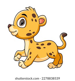 Cute funny cartoon cheetah walking