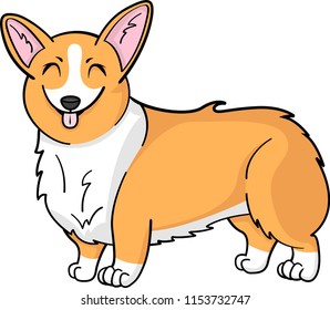 Cute and funny cartoon corgi