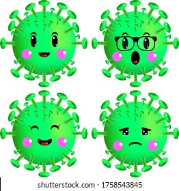 cute and funny cartoon corona virus covid 19 illustration