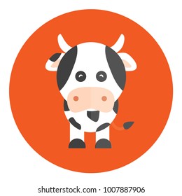 cute and funny cartoon cow vector, isolated on a orange background