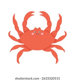 A cute funny cartoon crab on isolated white background. Vector illustration