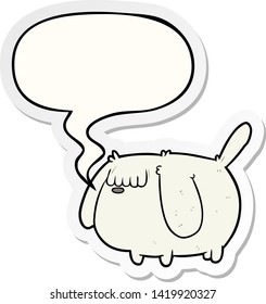 cute funny cartoon dog with speech bubble sticker
