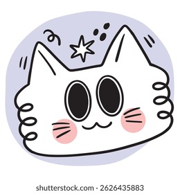 Cute and funny cartoon doodle cat lines.