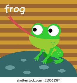 cute and funny cartoon frog drawing for kids with colorful background. vector illustration design.