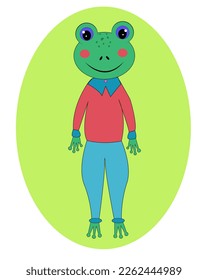 Cute funny cartoon frog in suit 