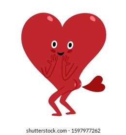 Cute funny cartoon heart farting with heart. Humour illustration about love for st. Valentine's Day