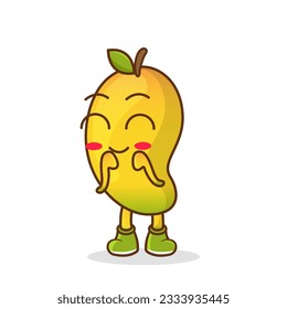Cute, lustige Cartoon Mango-Charakter. Illustration eines süßen Mango-Charakters, der zufrieden ist