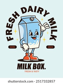 A cute and funny cartoon milk box character mascot design