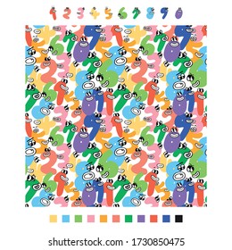 Cute funny cartoon numbers characters. Adorable vector math characters.