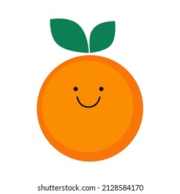 Cute, funny cartoon orange character. Emotions. Fruit smilie. Vector illustration for children. 