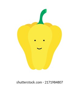 Cute, funny cartoon pepper character. Emotions. Food smilie. Vector illustration for children. 