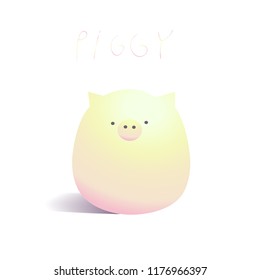 Cute and funny cartoon piggy-bubble Anime style Pig is a symbol of Chinese New Year. Lettering PIGGY. Vector  illustration. 