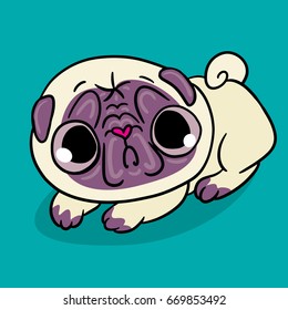 Cute Funny Cartoon Pug