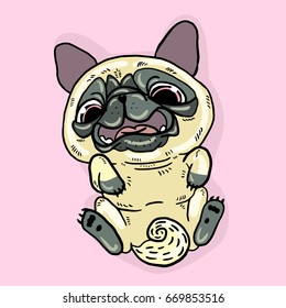 Cute Funny Cartoon Pug