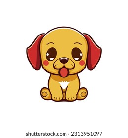 Cute funny cartoon puppy. Vector illustration