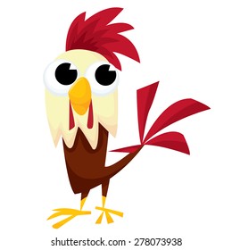 Cute funny cartoon rooster cartoon stock illustration.