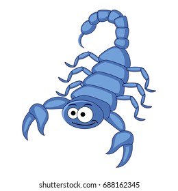 Cute funny cartoon scorpion. Vector illustration. Isolated on white background. 
