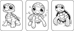 Cute Funny Cartoon Sea Animal Turtle Coloring Page For Kids