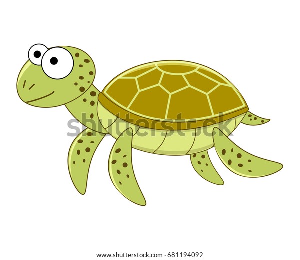 Cute Funny Cartoon Sea Turtle Vector Stock Vector (Royalty Free ...