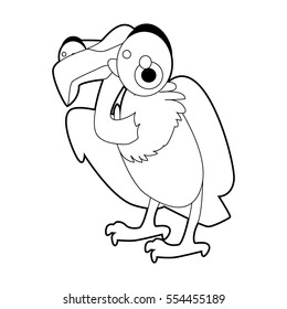 Cute funny cartoon style coloring bird illustration. Vulture