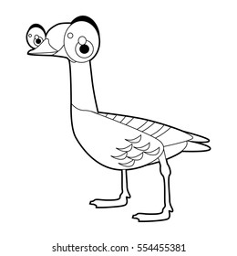 Cute funny cartoon style coloring bird illustration. Goose