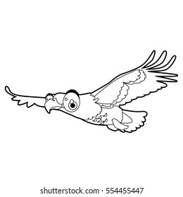 Cute funny cartoon style coloring bird illustration. Eagle