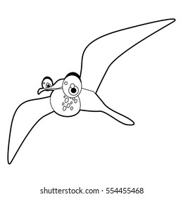 Cute funny cartoon style coloring bird illustration. Frigate 