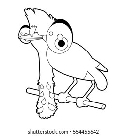 Cute funny cartoon style coloring Umbrella bird illustration.