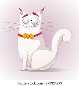 Cute, funny cat with bow. Vector eps 10