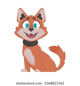 A cute and funny cat with bright red fur is chilling out. Vector Illustration.