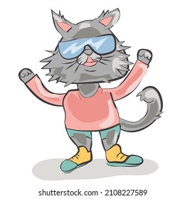 Cute and funny Cat Cartoon Character Vector Illustration