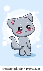 Cute and funny cat cartoon illustration