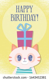 Cute and funny cat children birthday card