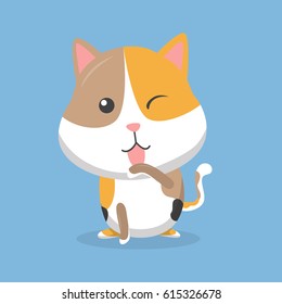 Cute and funny cat design. Flat icon. Vector illustration