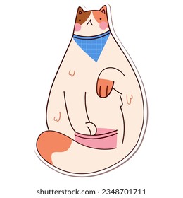 Cute and funny cat doodle vector sticker.Cartoon cat,kitten character design with flat color.Vector illustration