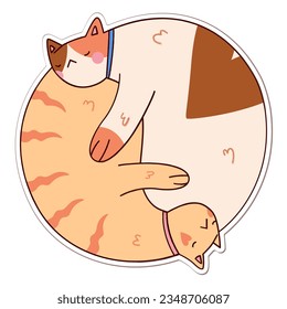 Cute and funny cat doodle vector sticker.Cartoon cat,kitten character design with flat color.Vector illustration