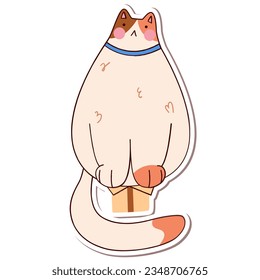 Cute and funny cat doodle vector sticker.Cartoon cat,kitten character design with flat color.Vector illustration