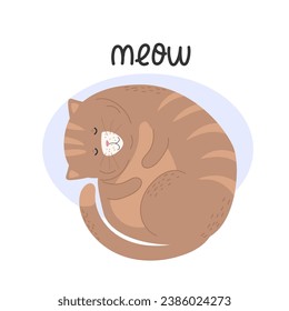 Un gato gracioso. Vector de Doodle. Caricatura de gatos. Aislado sobre un fondo blanco.