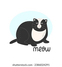 Un gato gracioso. Vector de Doodle. Caricatura de gatos. Aislado sobre un fondo blanco.