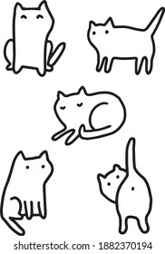 cute funny cat drawing line