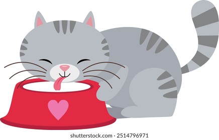 Cute funny cat drinking milk

