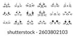 cute funny cat faces doodle hand drawn icon set. Outline drawing cats emotions different mood happy or sad line clipart symbol collection. Vector illustration