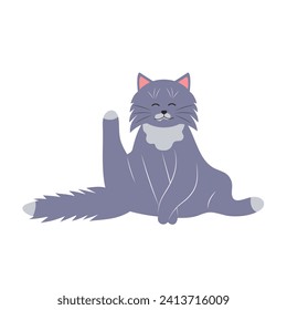 Cute funny cat. Fat pet animal. Cartoon character. Flat vector illustration.